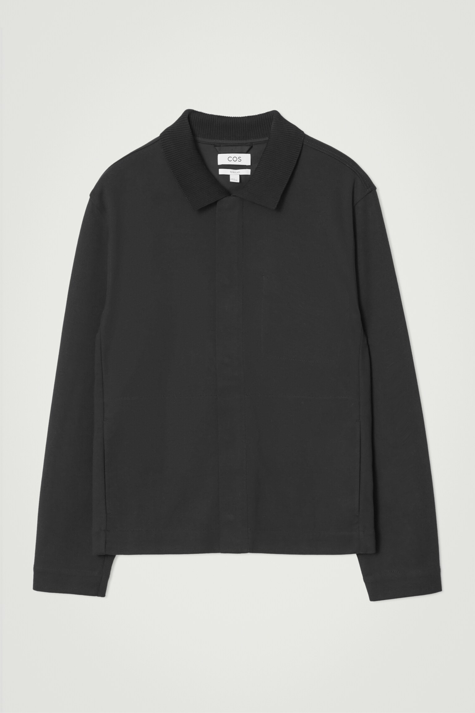 COLLARED COTTON-JERSEY JACKET - BLACK