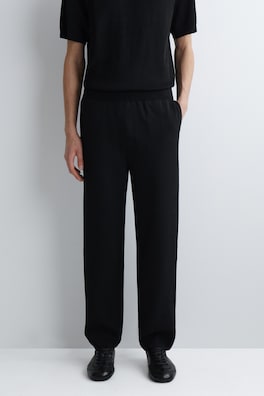 DOUBLE-FACED REGULAR-FIT STRAIGHT-LEG JOGGERS — BLACK 2