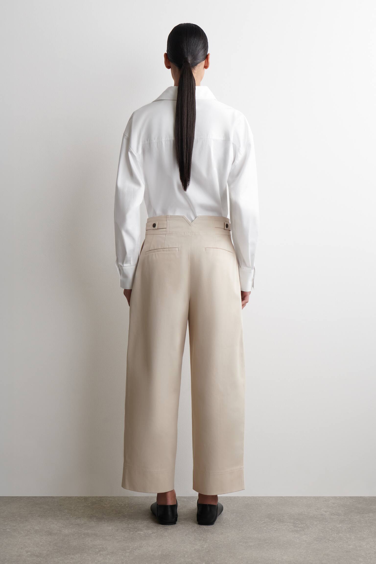 PANTALONI A PALLONCINO CROPPED IN COTONE - BEIGE CHIARO/MARRONE SCURO - 5