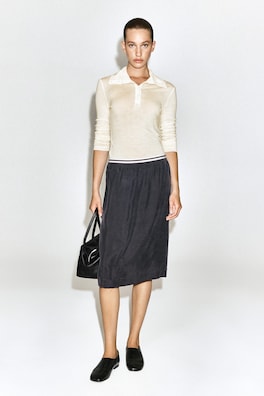 CONTRAST-PANEL PENCIL SKIRT — BLACK 3