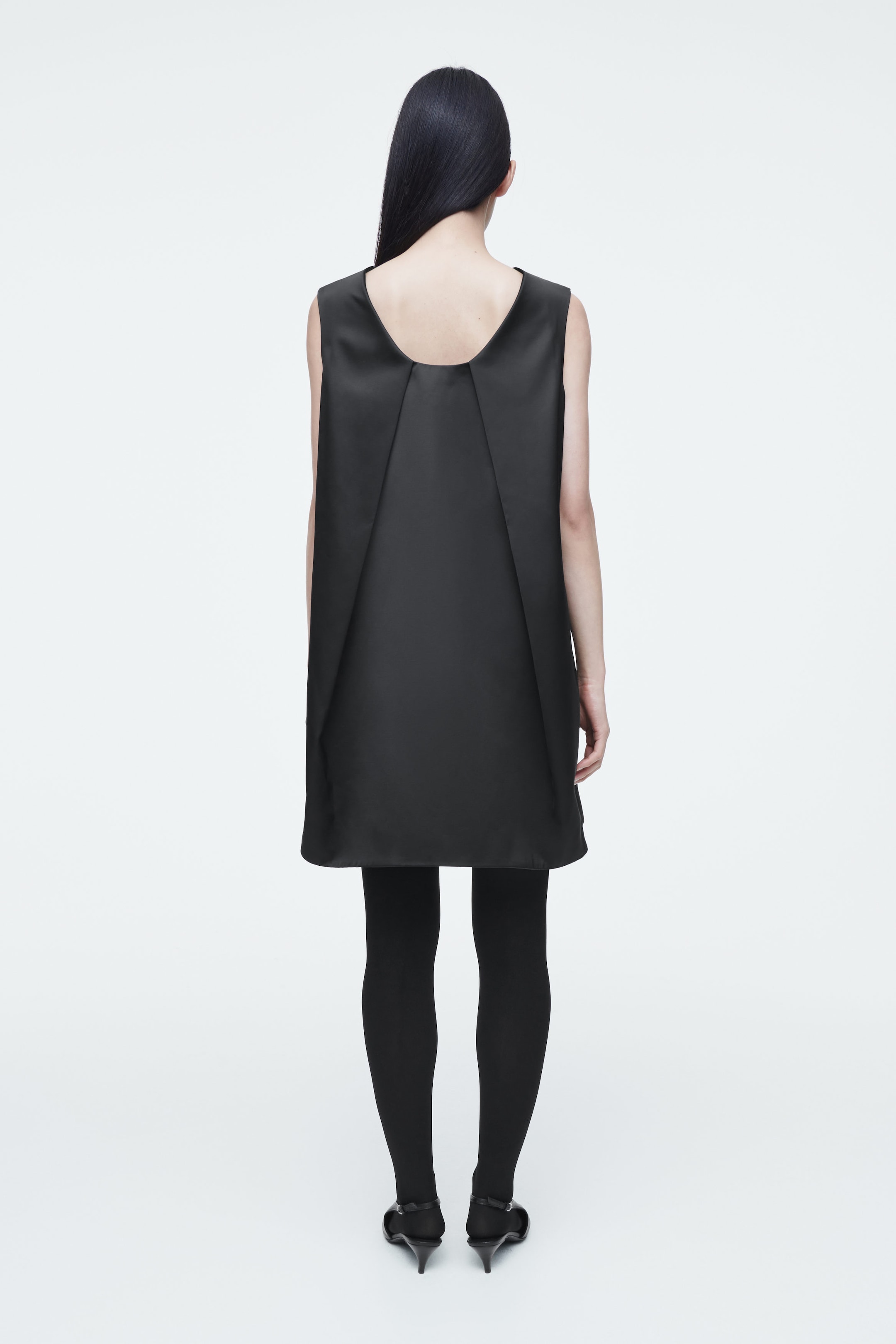 SATIN RACER-NECK MINI DRESS