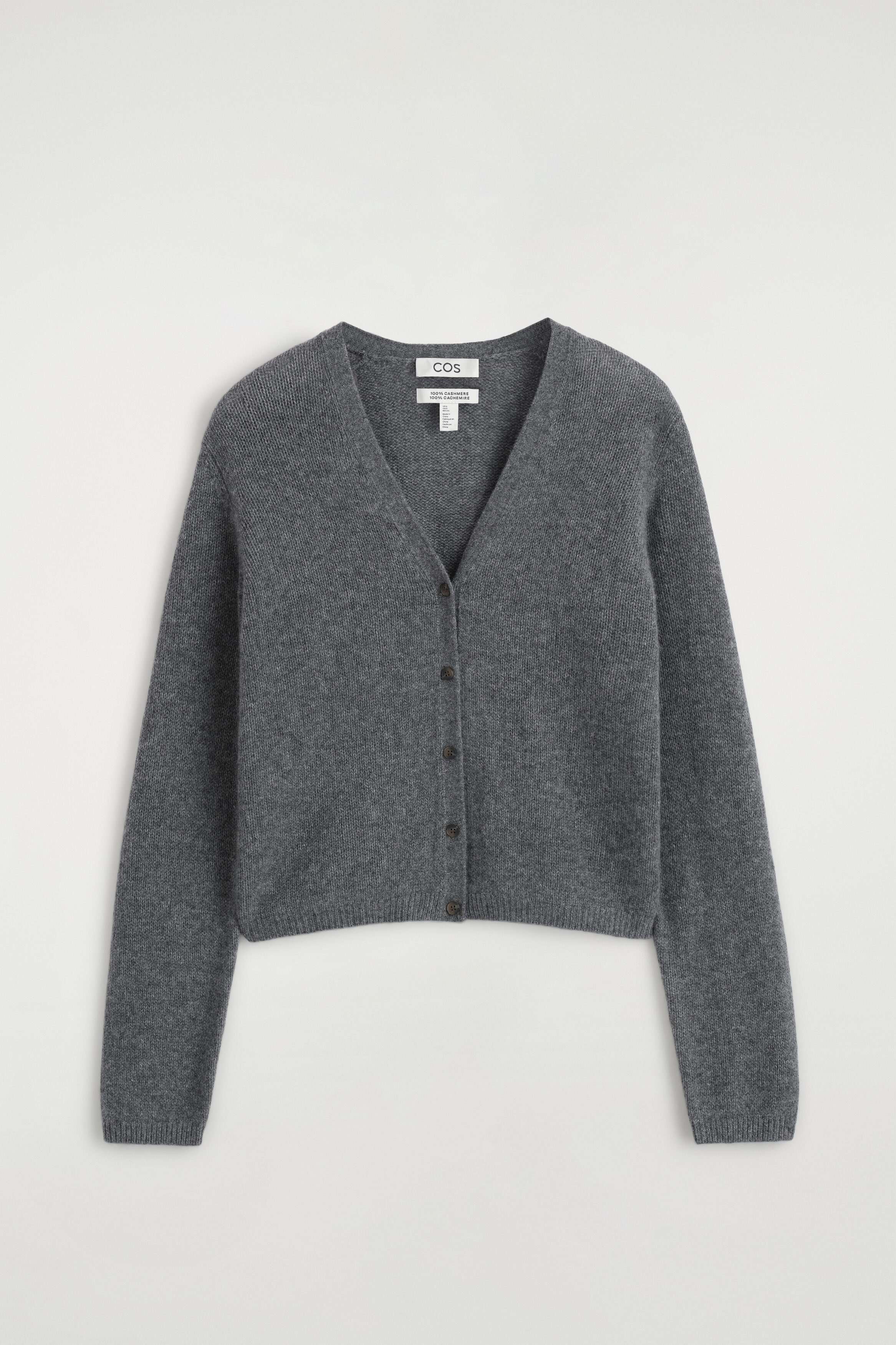 CASHMERE V-NECK CARDIGAN - GRAY | COS US
