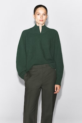 TAILORED TWILL FLARED PANTS — KHAKI 5
