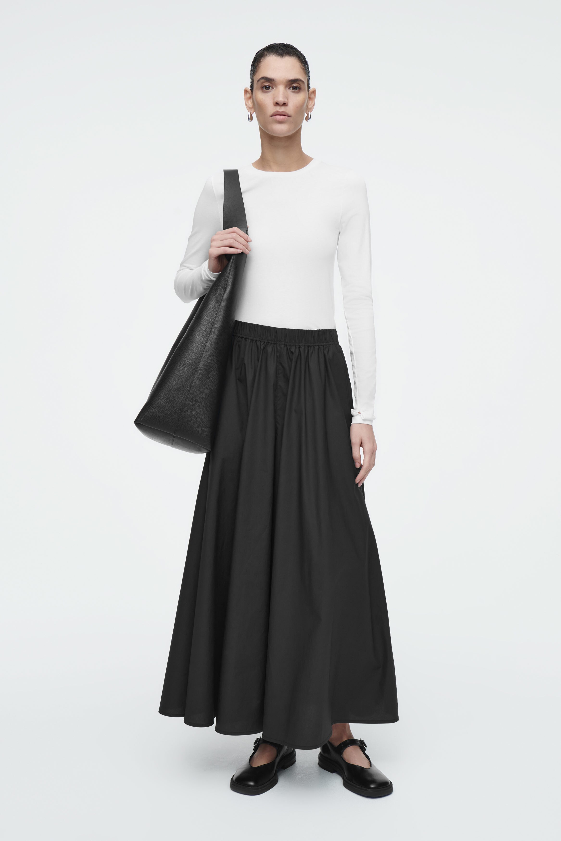 スカート KAOS Woman Skirt Black PI1CO058 0001 Pleated Light-Canvas Midi Skirt with Belt - Kaos Store