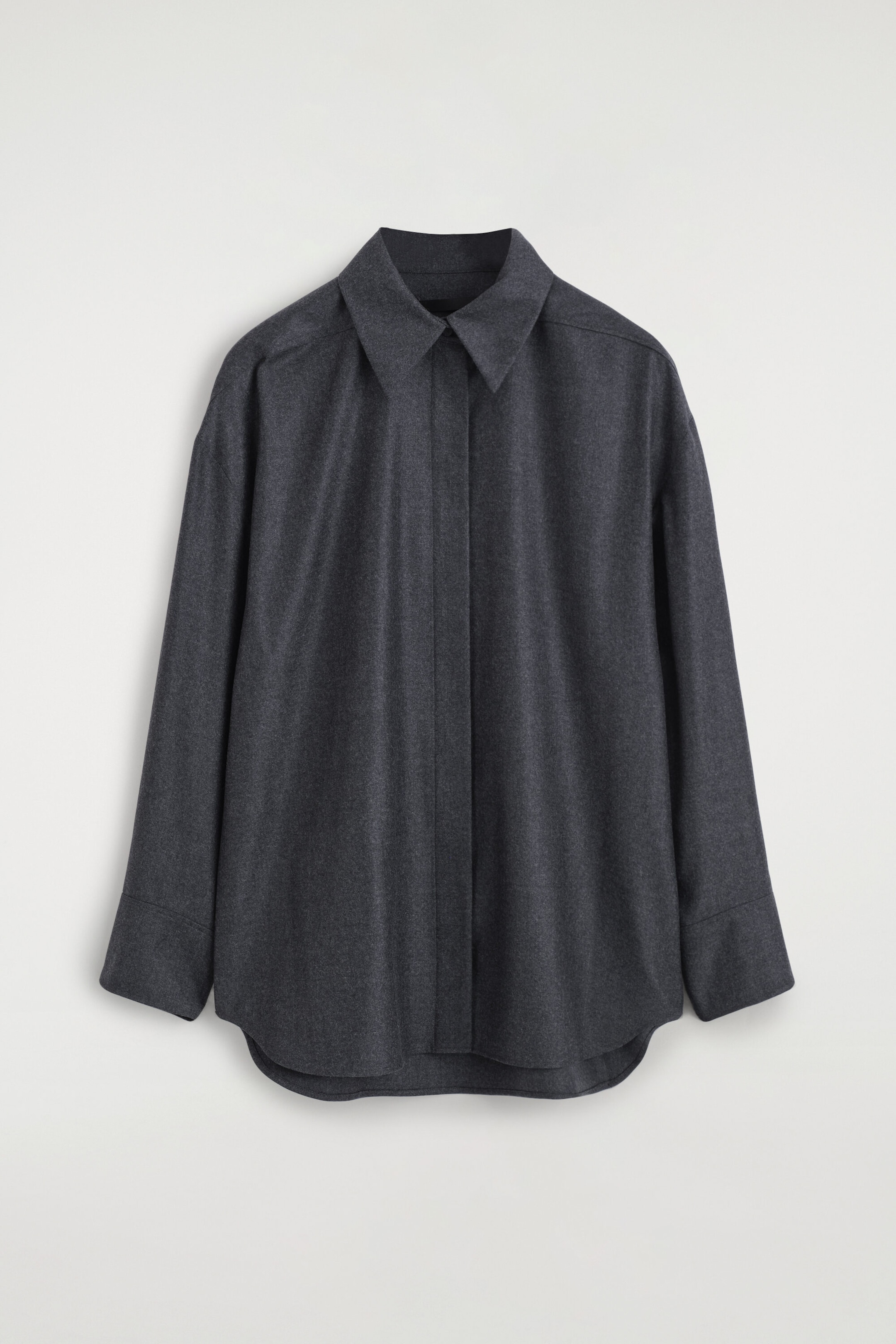 WING-COLLAR WOOL-FLANNEL SHIRT