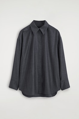 WING-COLLAR WOOL-FLANNEL SHIRT — SLATE 9