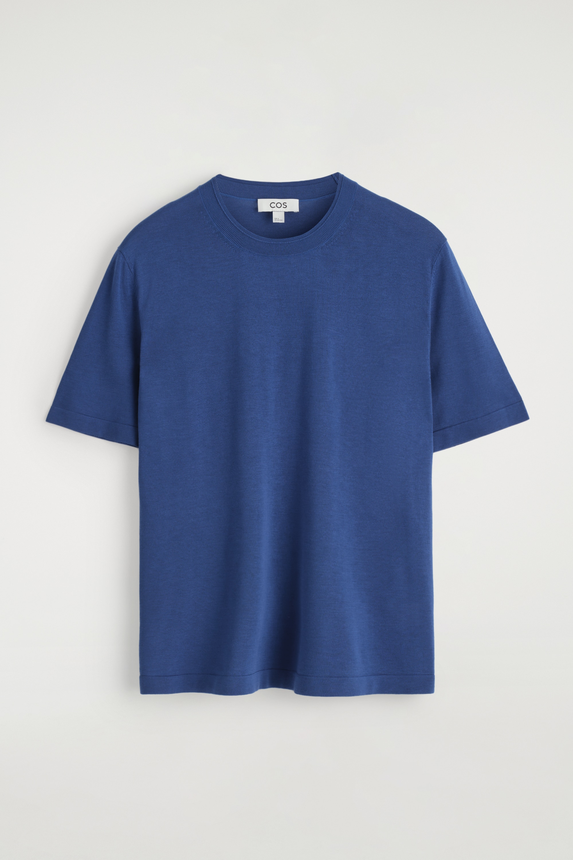 T-SHIRT SLIM IN MAGLIA DI SETA - BLU/GRIGIO-BEIGE/NERO