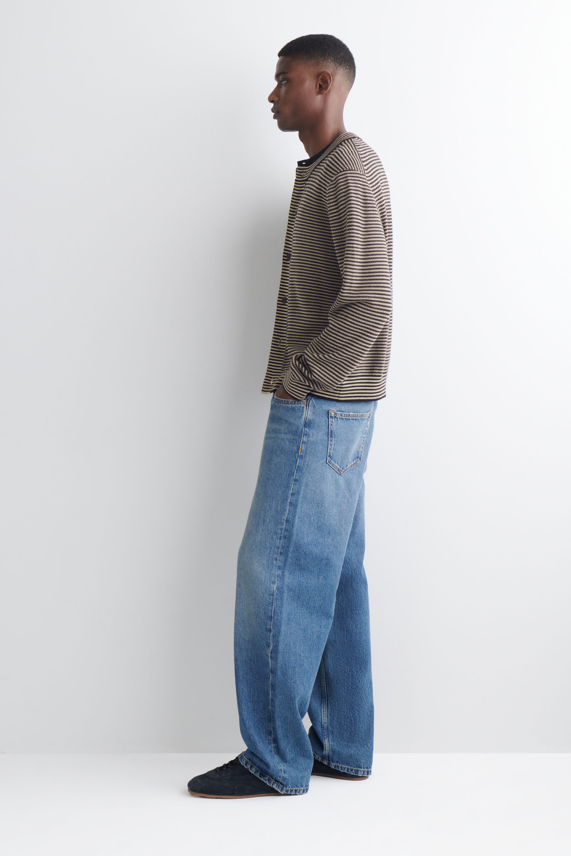 STRIPED MERINO WOOL CARDIGAN