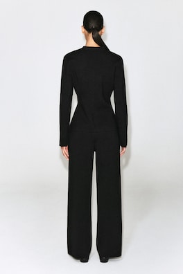 MERINO WOOL-BLEND CARDIGAN — BLACK 5
