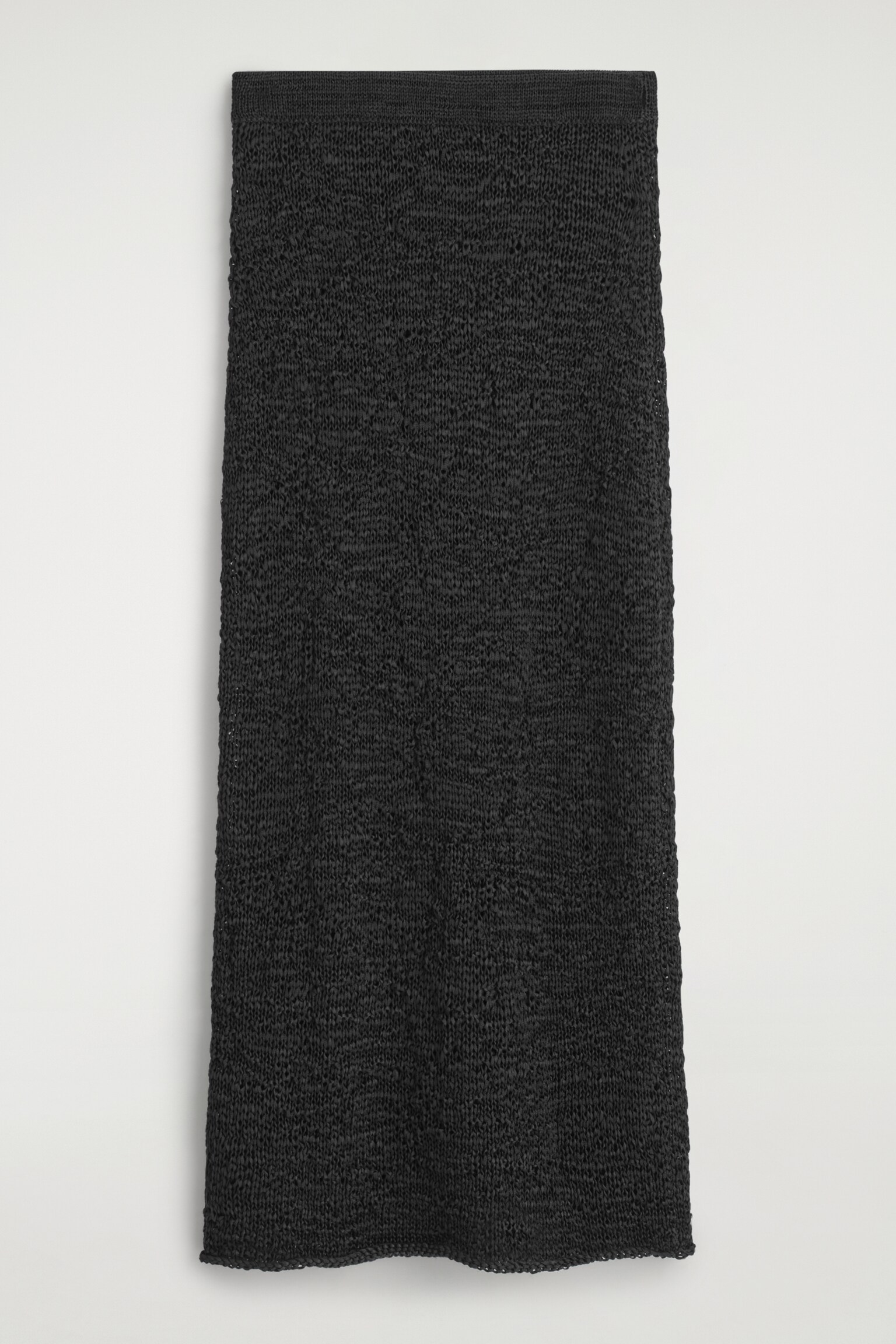 JUPE MIDI TEXTURÉE EN MAILLE AJOURÉE - NOIR - 2
