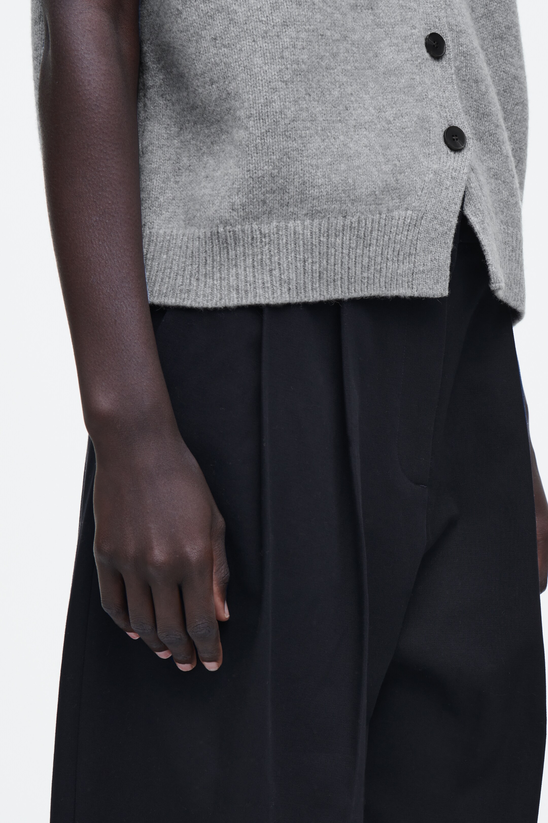 View larger image: RELAXED COTTON WIDE-LEG TROUSERS - NAVY - Ladies | H&M GB 2