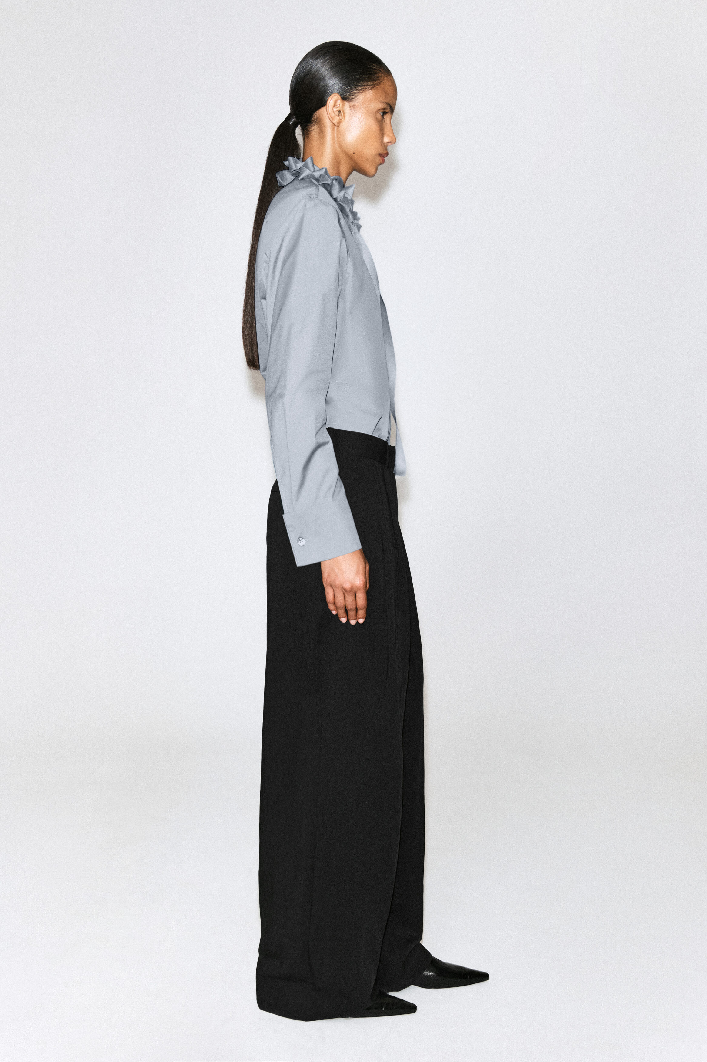RUFFLED-COLLAR COTTON-SILK SHIRT - thumbnail 4
