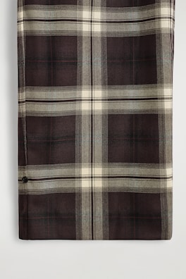 CHECKED BARREL-LEG TROUSERS — BURGUNDY / CHECKED 1