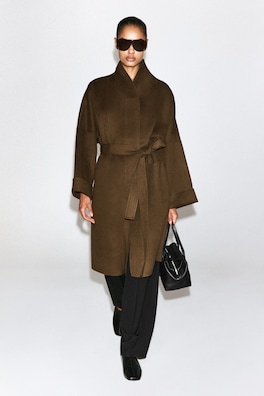 OVERSIZED DOUBLE-FACED WOOL SHAWL COAT — BROWN 3