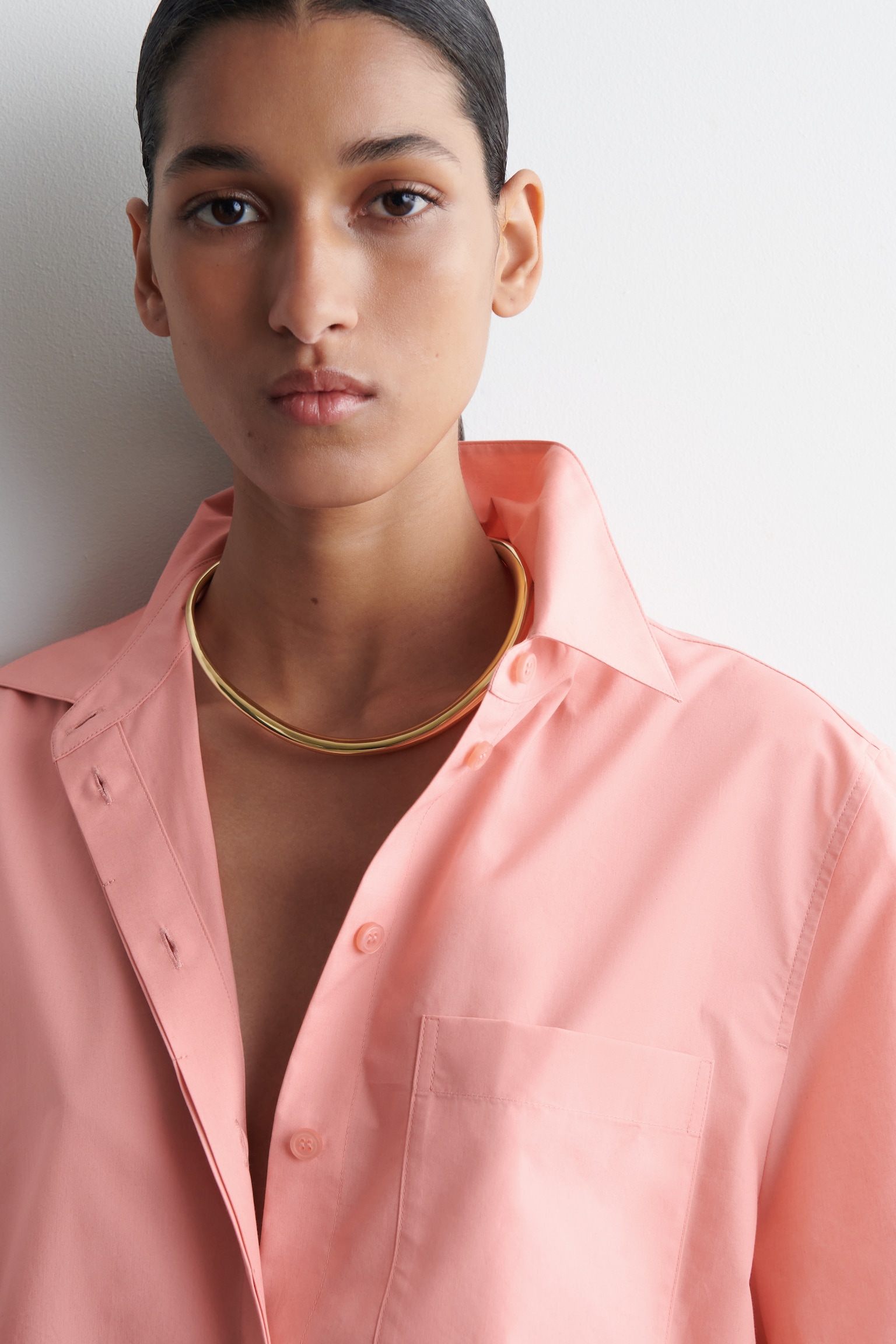 CAMISA CROP DE ALGODÓN DE MANGA CORTA - ROSA/MARRÓN/BLANCO/ROSA - 5