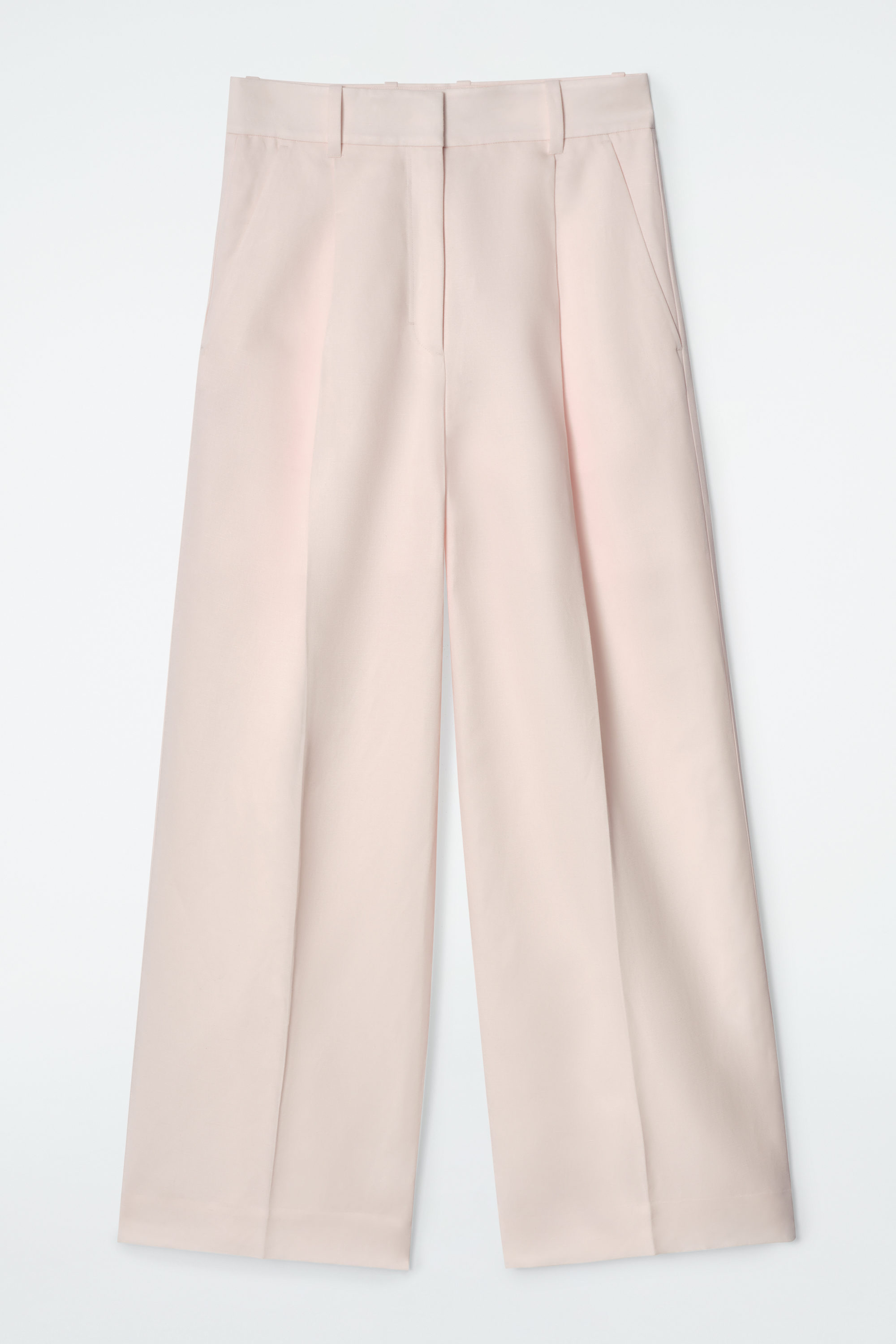 RELAXED LINEN-BLEND WIDE-LEG PANTS - LIGHT PINK | COS