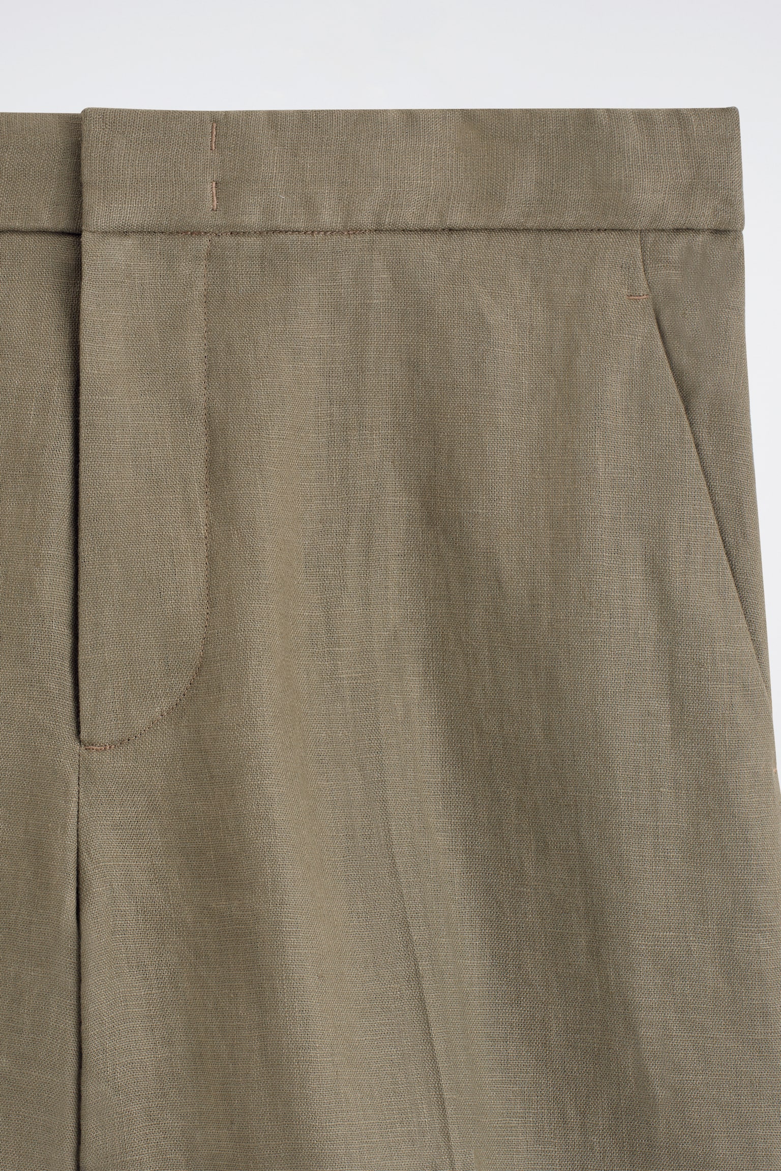 Gestructureerde korte broek van linnen - kaki - 5