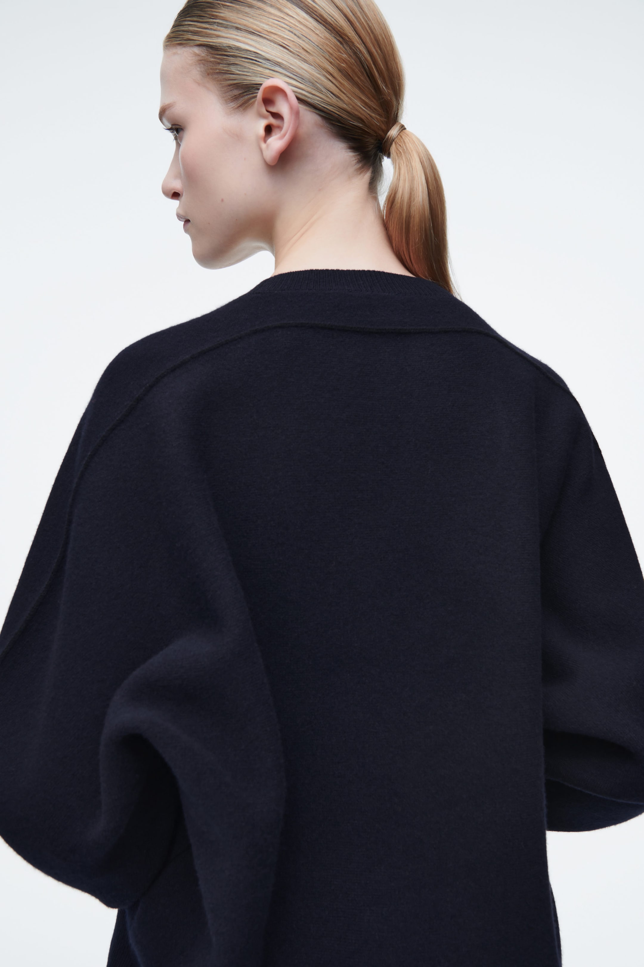 ROUNDED DOUBLE-FACED WOOL JUMPER