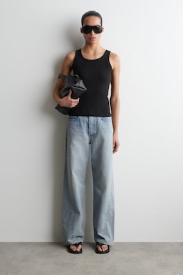 RIBBED COTTON TANK TOP — BLACK 2