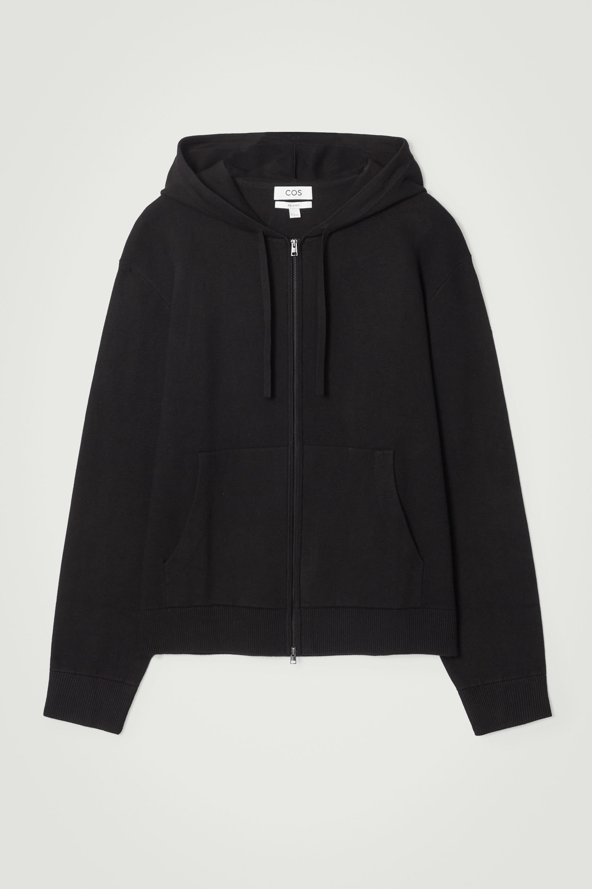KNITTED ZIP-UP HOODIE - BLACK | COS