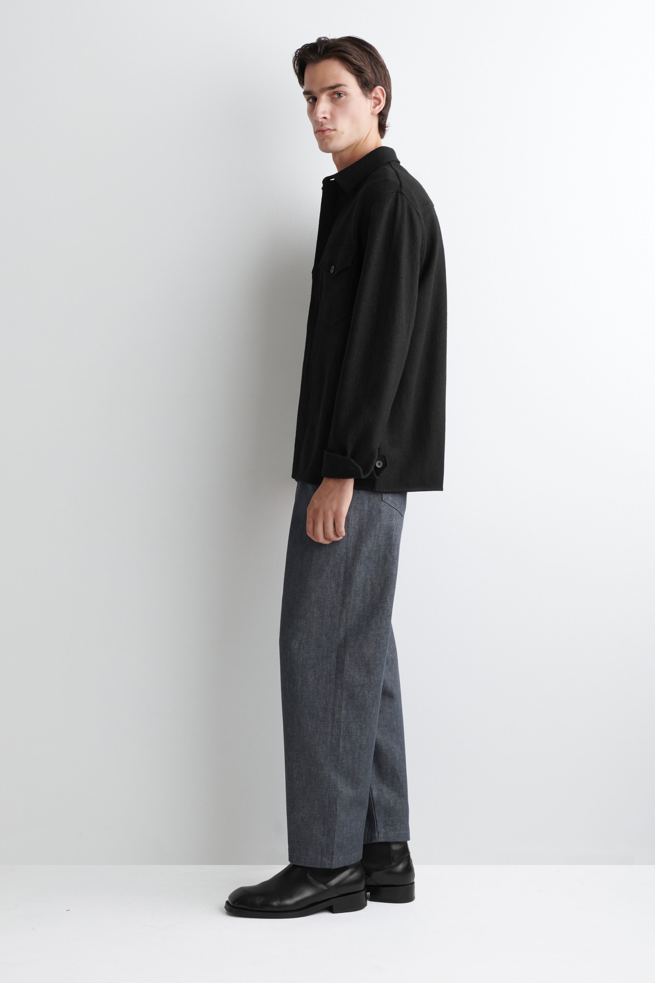 RELAXED BOILED-WOOL OVERSHIRT