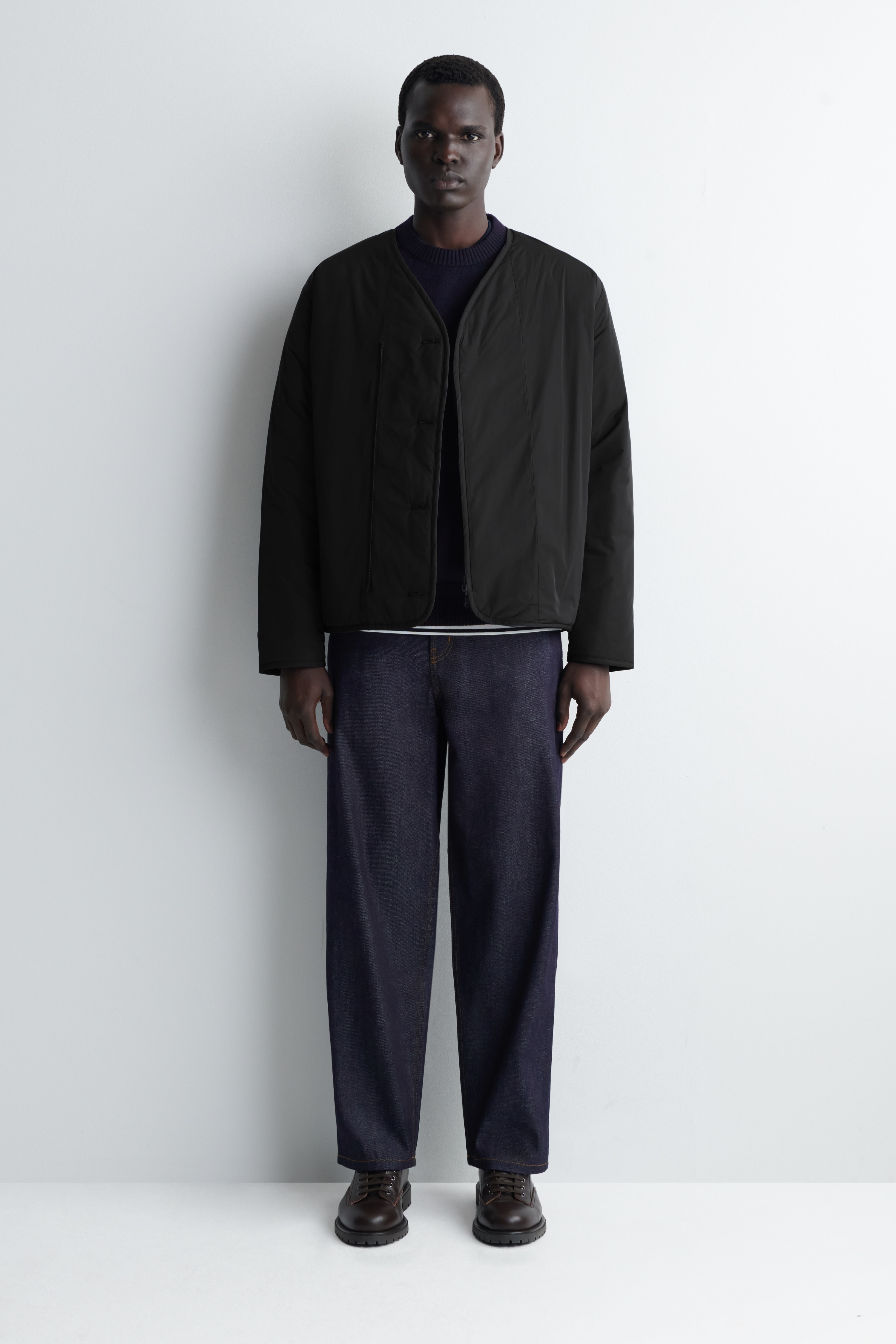 REVERSIBLE QUILTED JACKET - NERO/GRIGIO CHIARO