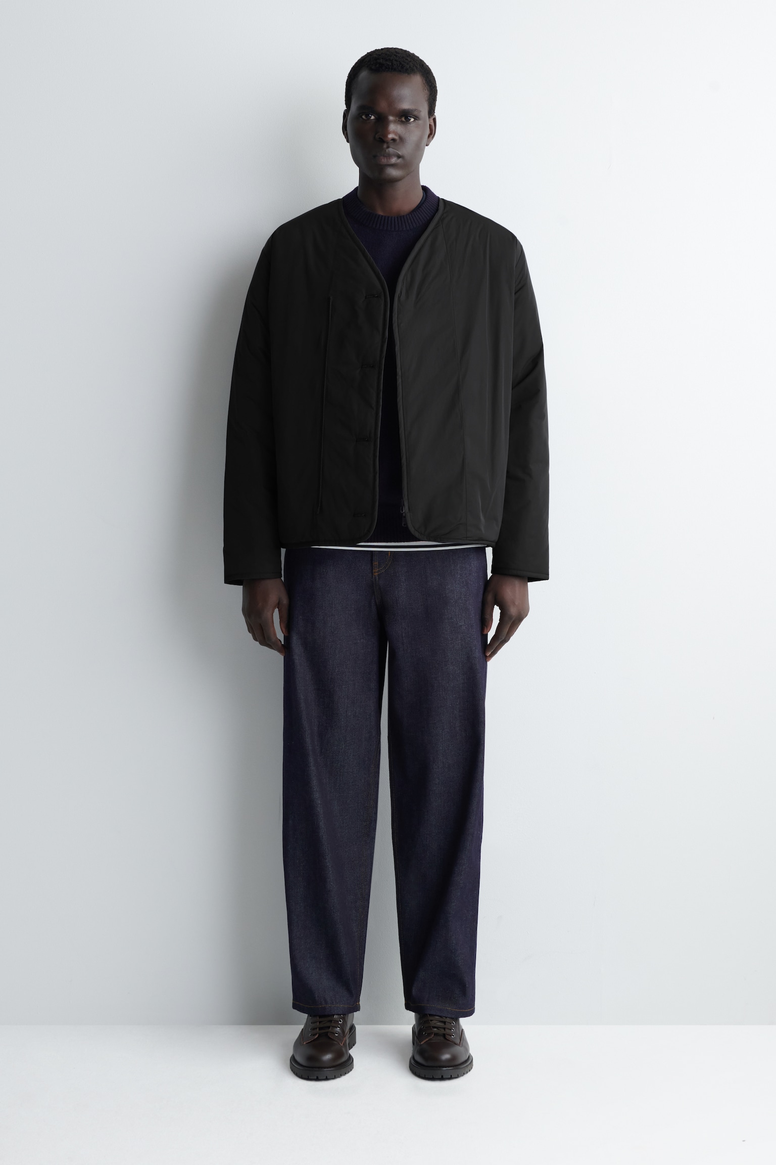 REVERSIBLE QUILTED JACKET - NOIR/GRIS CLAIR - 1