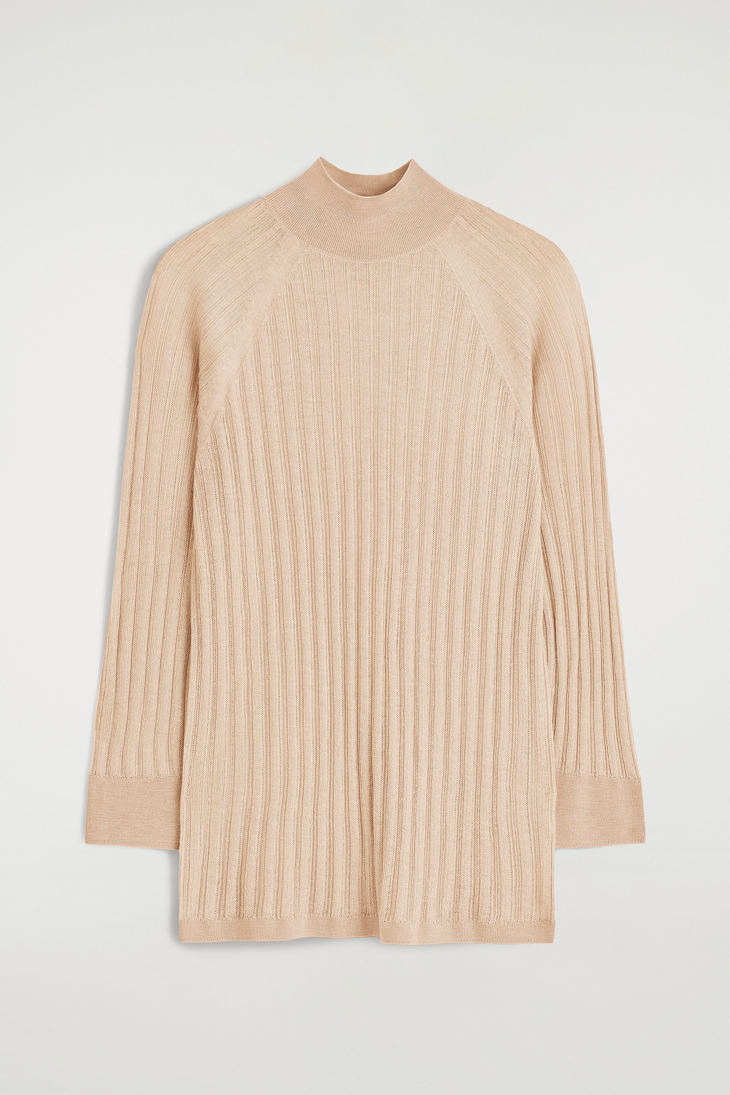 SHEER RIBBED-KNIT TOP - LIGHT BEIGE | COS