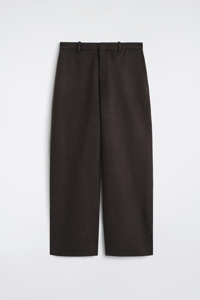 Cos Double-faced Wool Relaxed-fit Wide-leg Pants In Brown