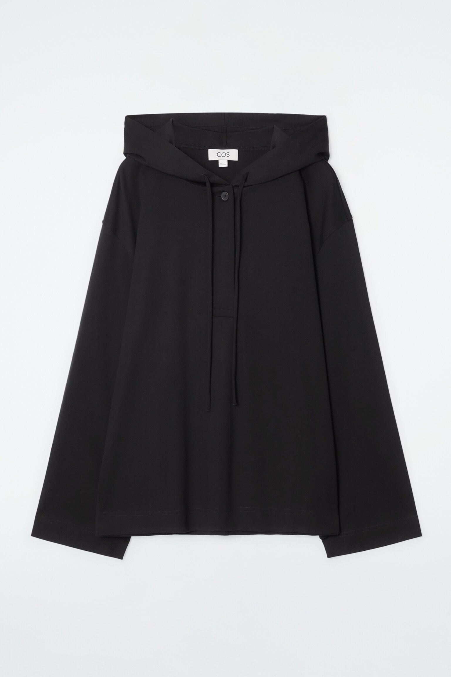 BUTTONED LIGHTWEIGHT JERSEY HOODIE - BLACK/BLUE