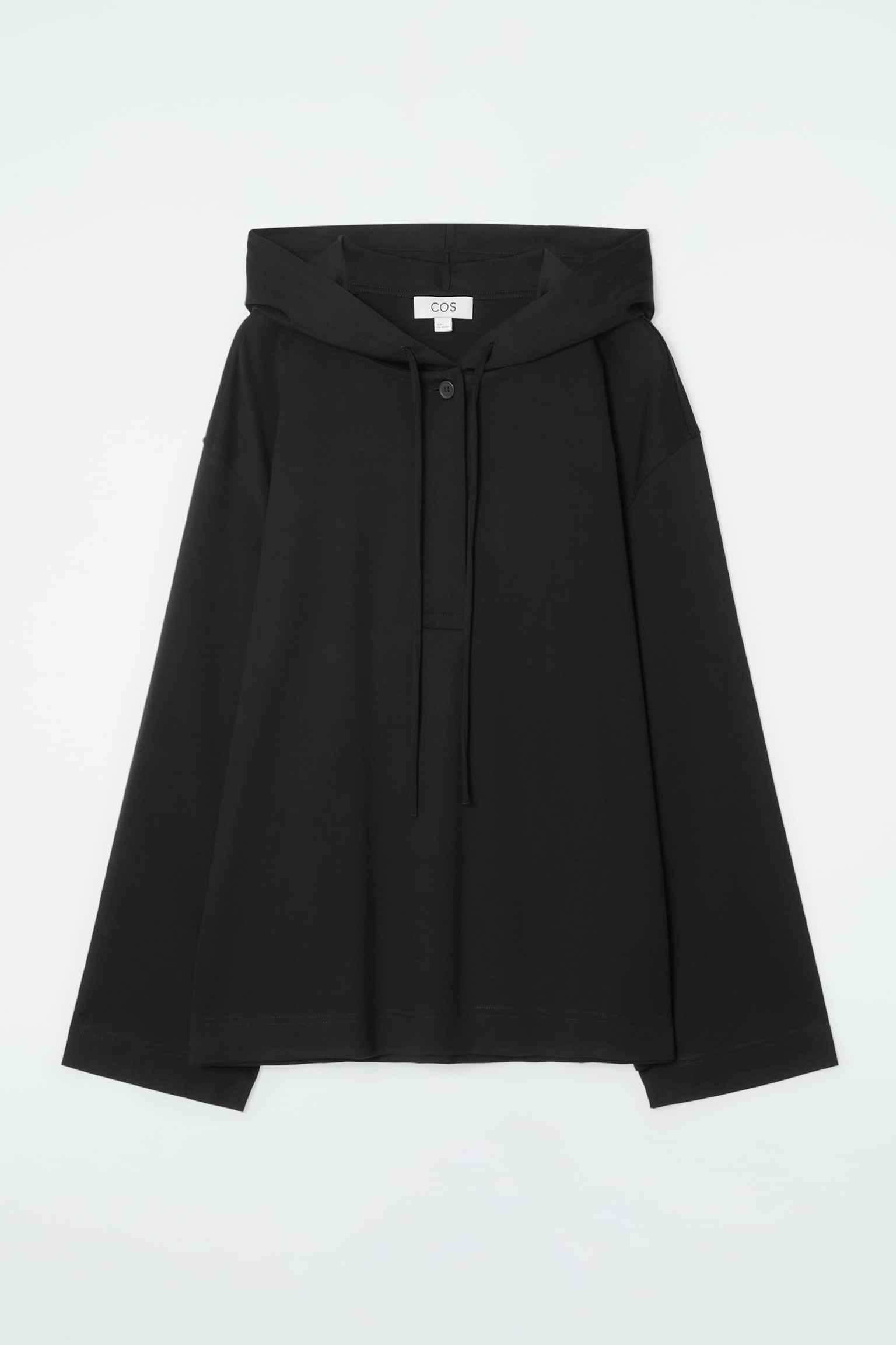 BUTTONED LIGHTWEIGHT JERSEY HOODIE - BLACK/BLUE