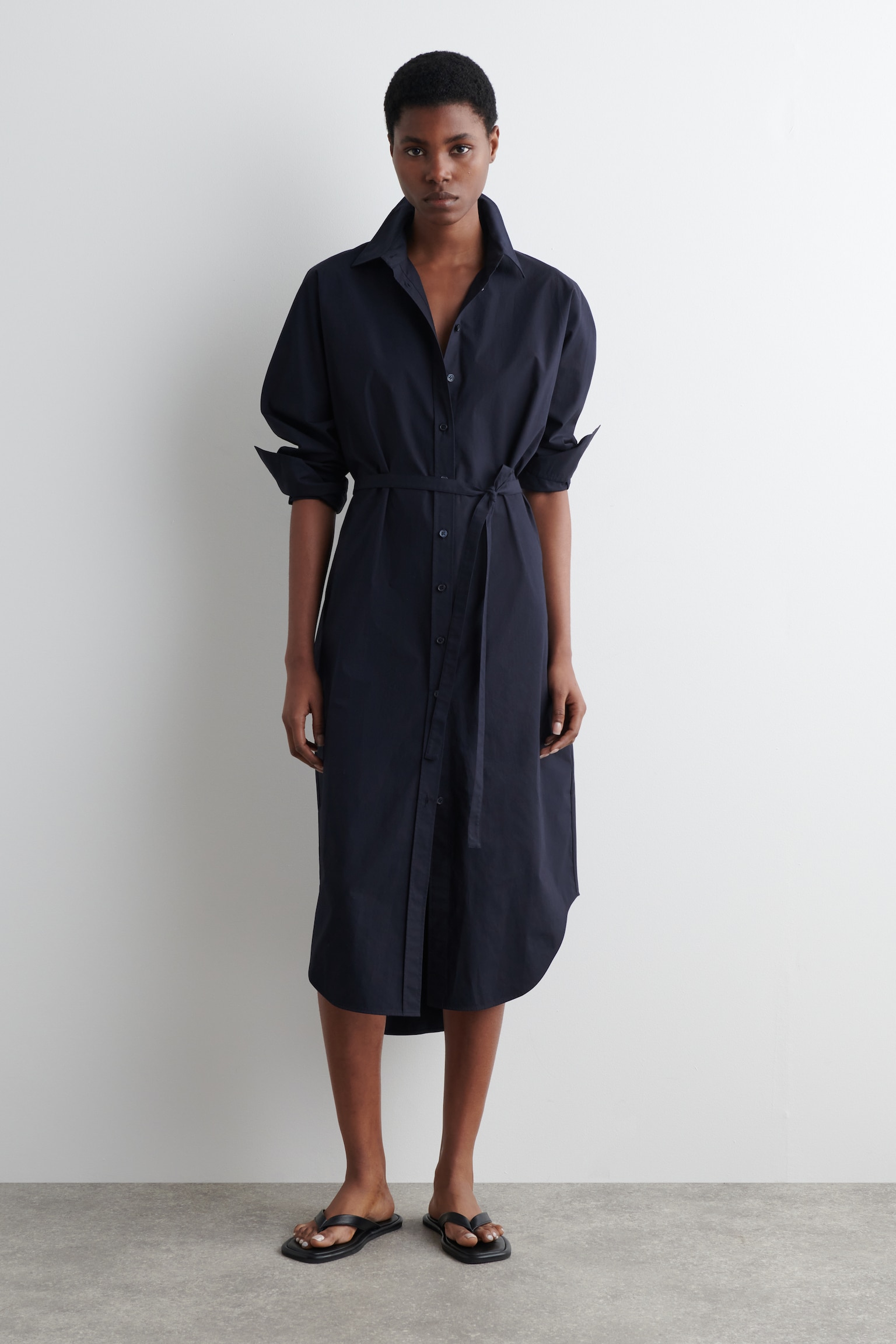 ROBE-CHEMISE DÉCONTRACTÉE EN COTON - BLEU MARINE/BLEU / RAYÉ