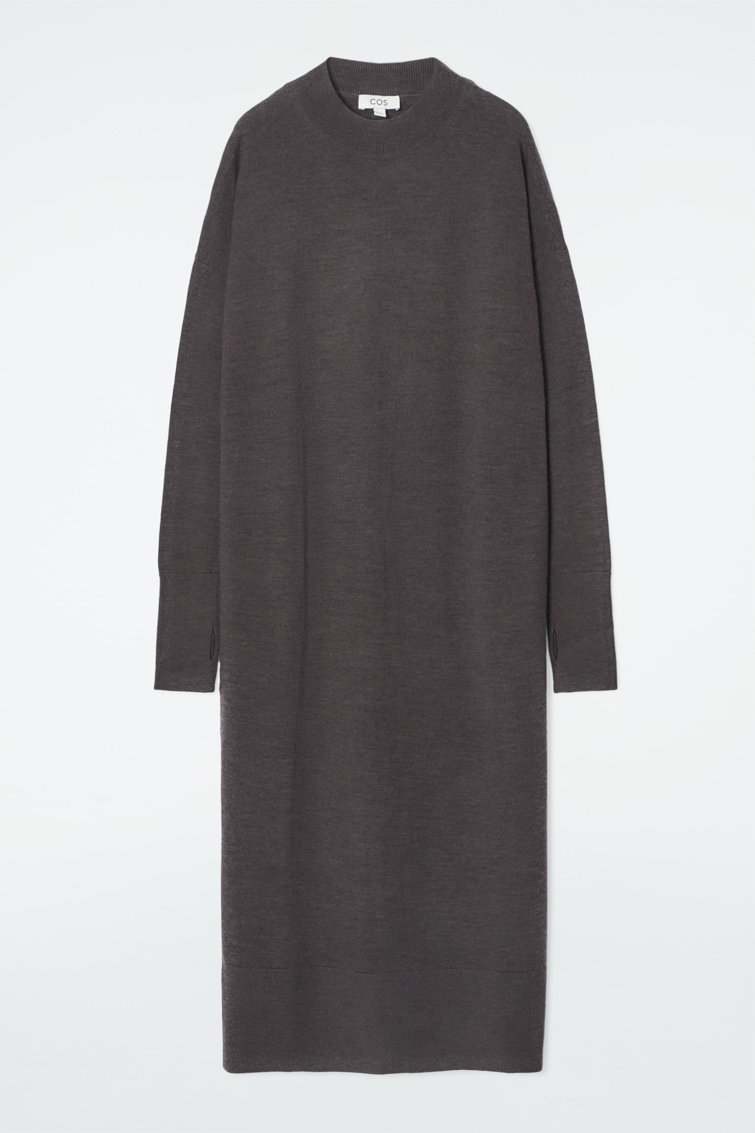 ROBE MIDI EN LAINE MÉRINOS - BRUN CHINÉ/NOIR