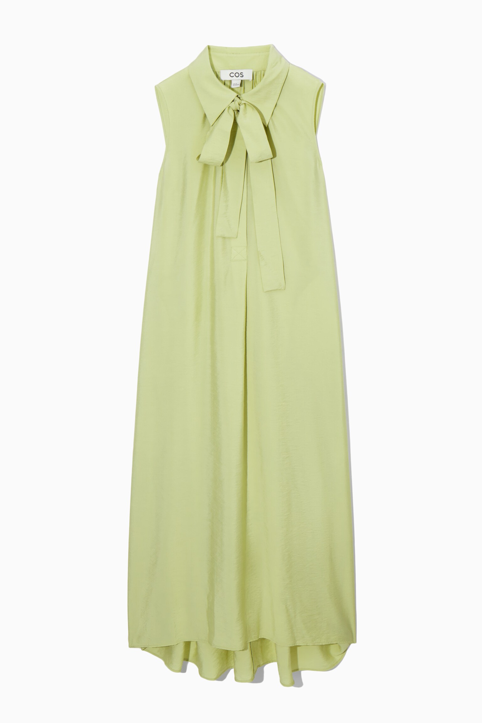 BOW SLEEVELESS MIDI SHIRT DRESS - LIGHT GREEN - 1