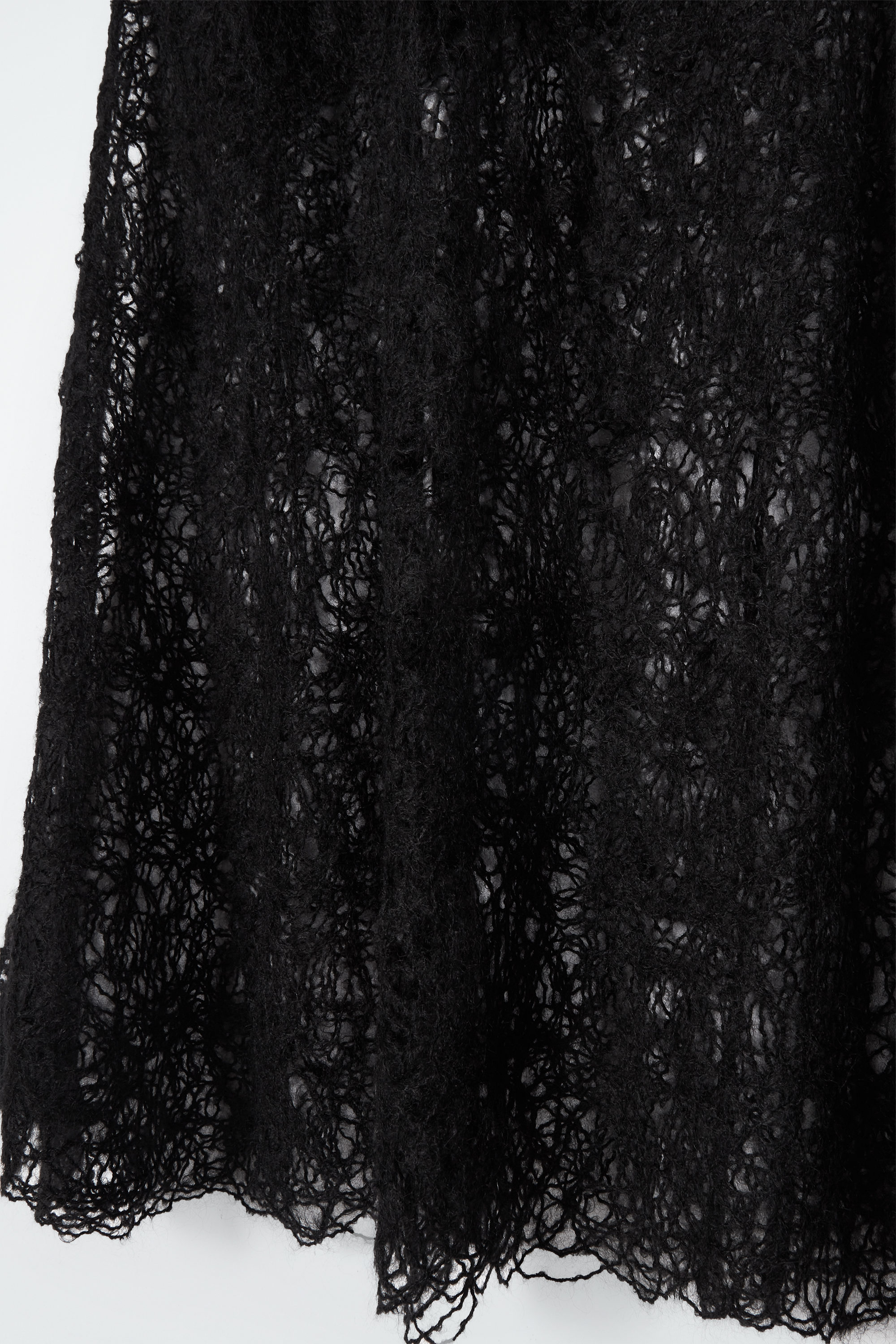 SHEER EMBROIDERED MOHAIR SKIRT - BLACK | COS