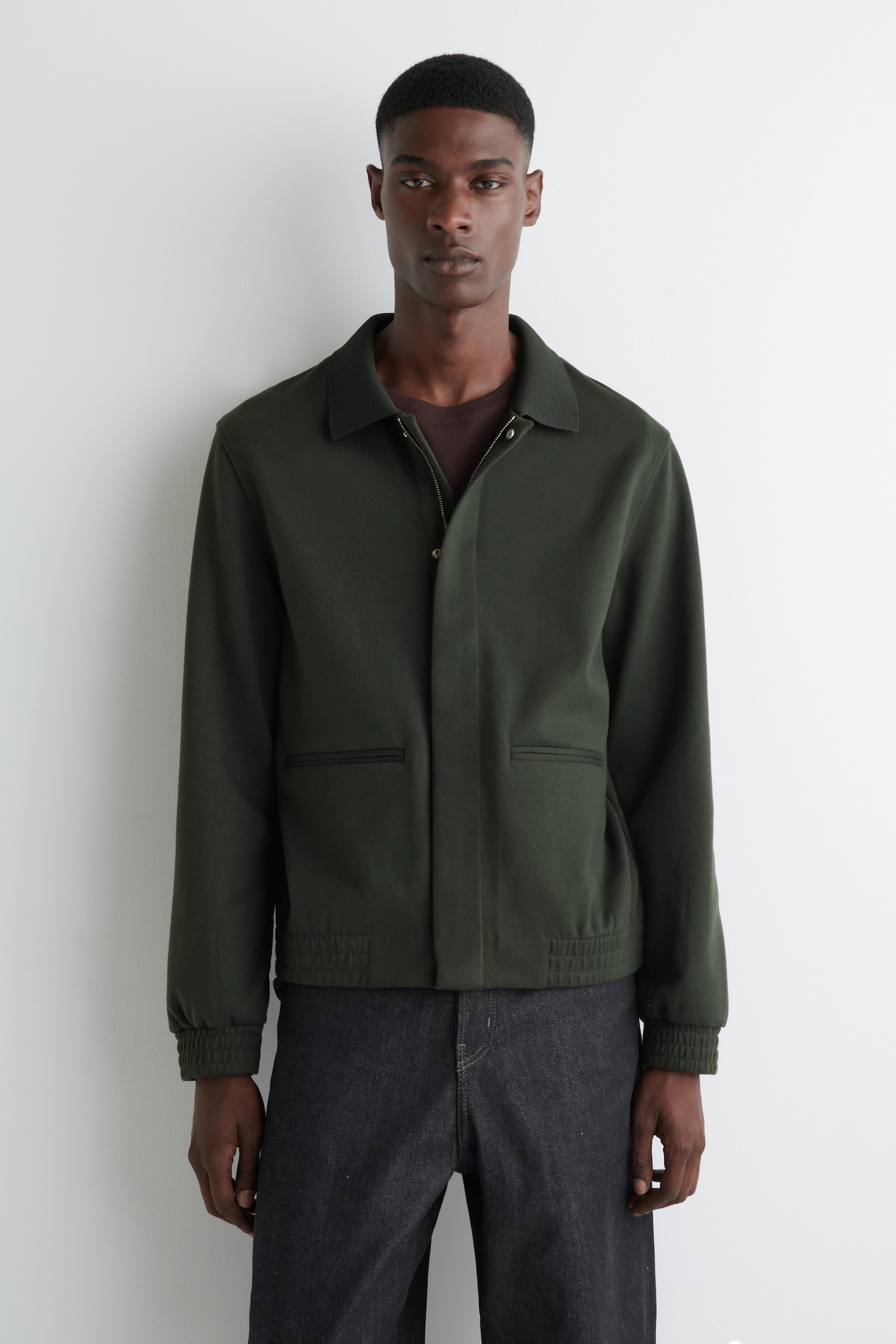 JERSEY HARRINGTON BUNDA - Tmavozelená