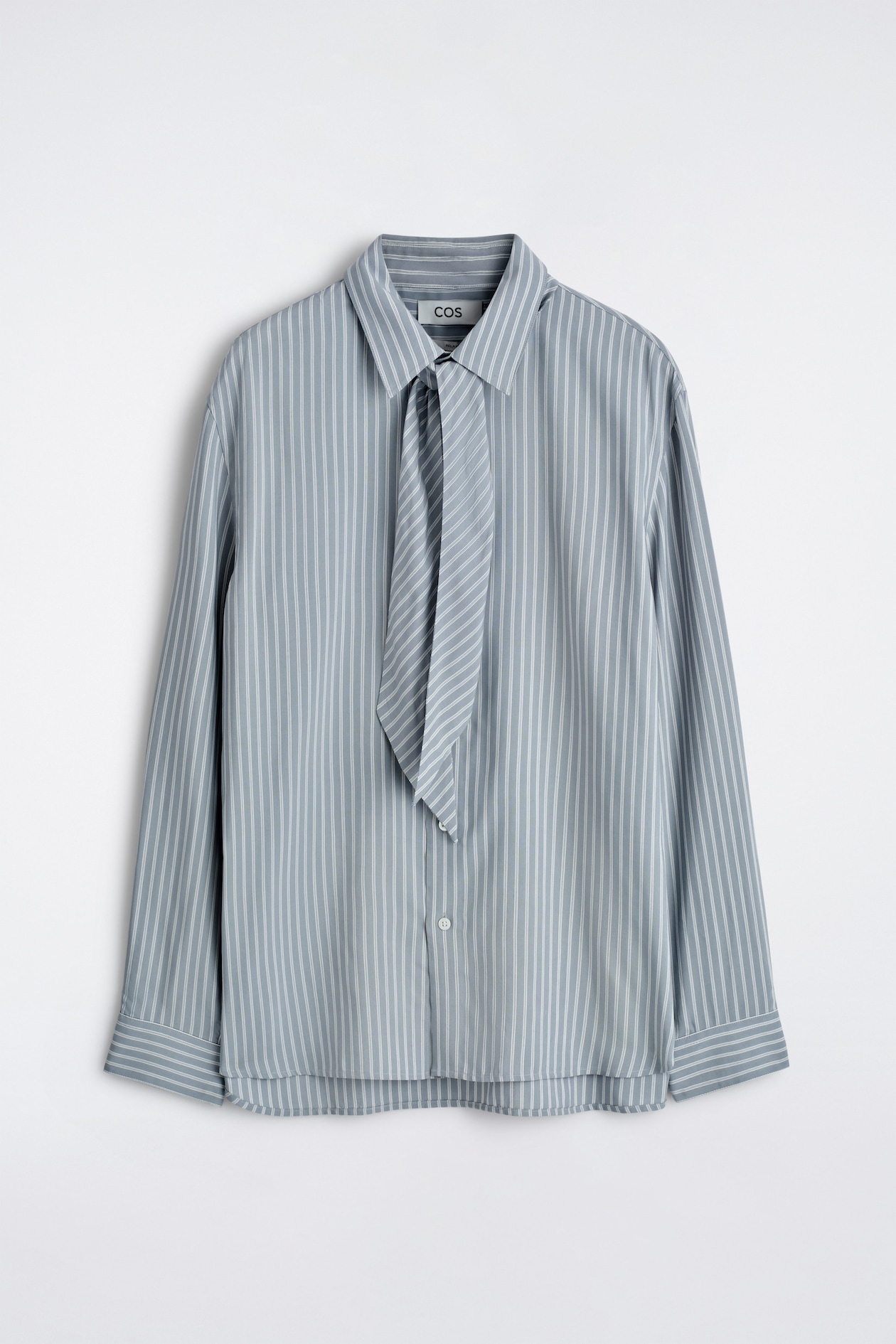 TIE-DETAIL STRIPED SHIRT - BLUE / STRIPED | COS