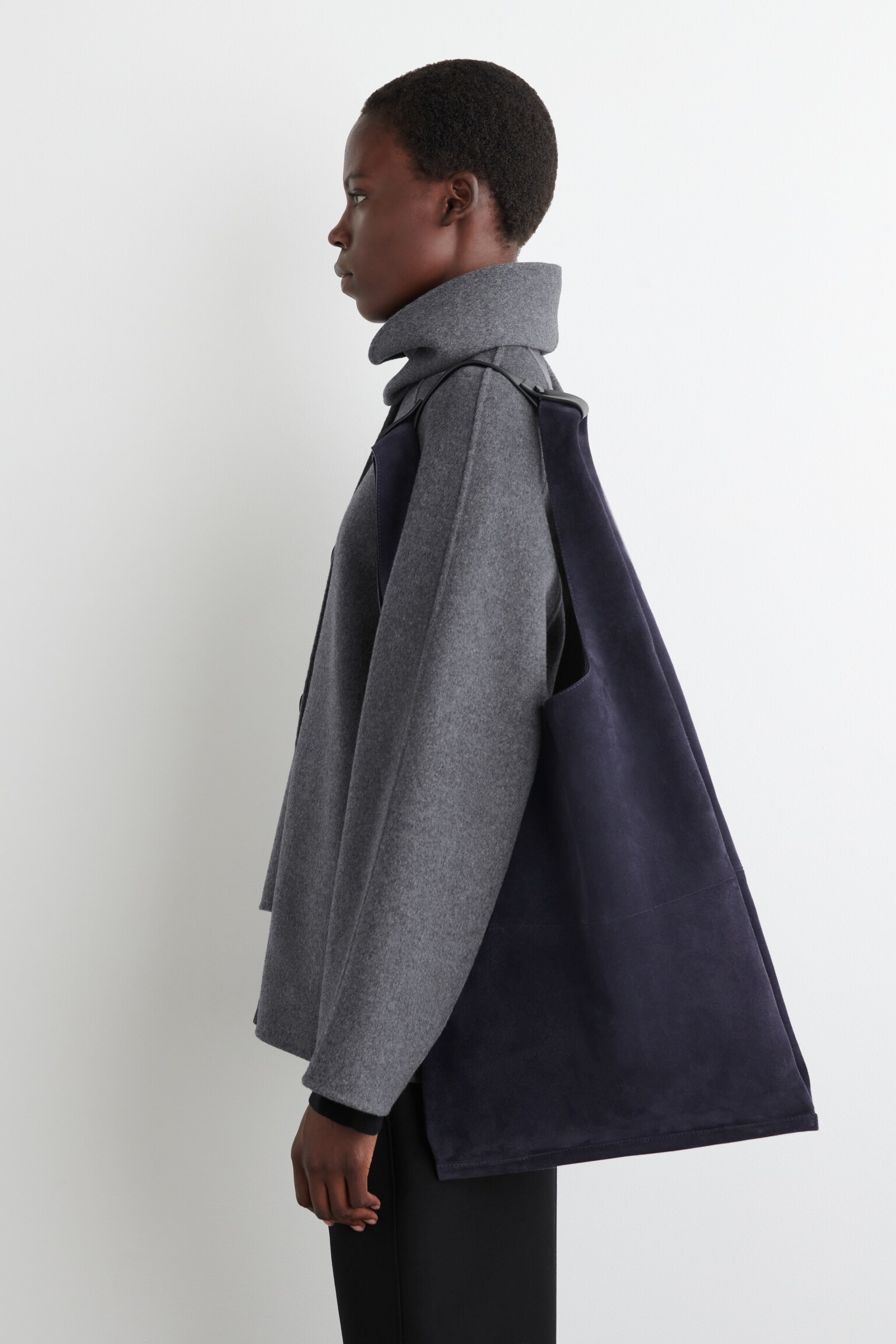 TOTE BAG SLOUCHY - DAIM - BLEU MARINE/CHOCOLAT/GRIS - 4
