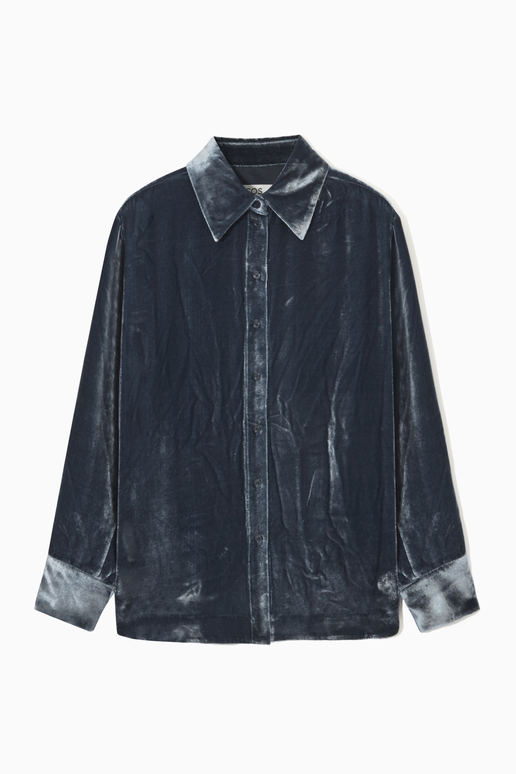 Grotere afbeelding bekijken: RELAXED-FIT VELVET SHIRT - NAVY - DAMES | H&M NL 1