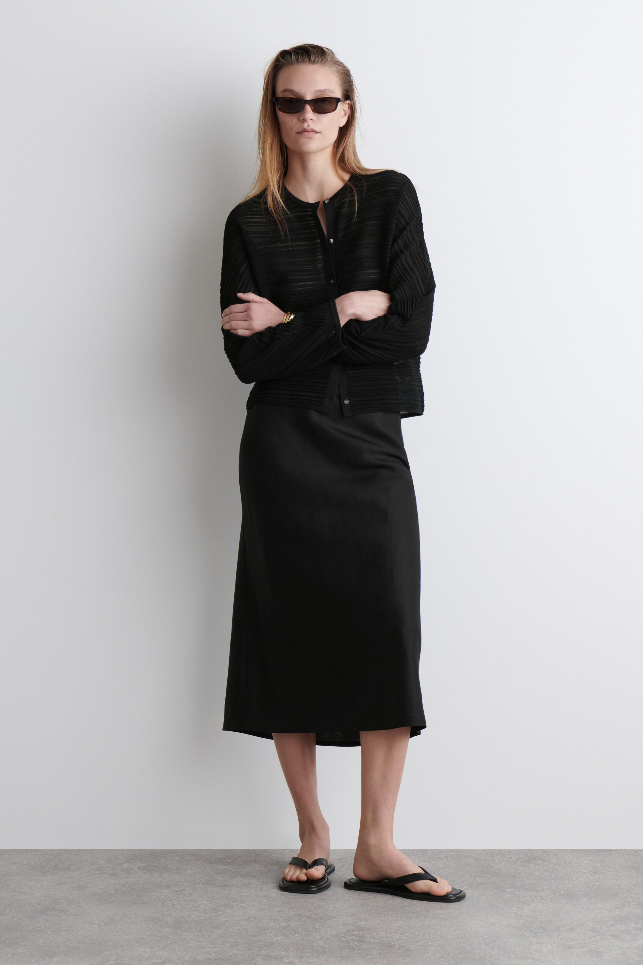 Größeres Bild ansehen: PLISSIERTE STRICKJACKE - SCHWARZ - Ladies | H&M DE 2