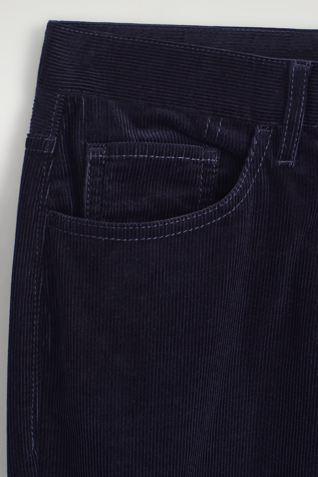 CORDUROY STRAIGHT-LEG TROUSERS — NAVY