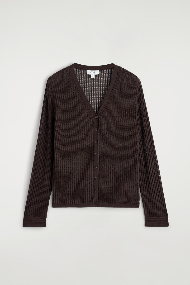 Ribbed Open-Knit Cardigan