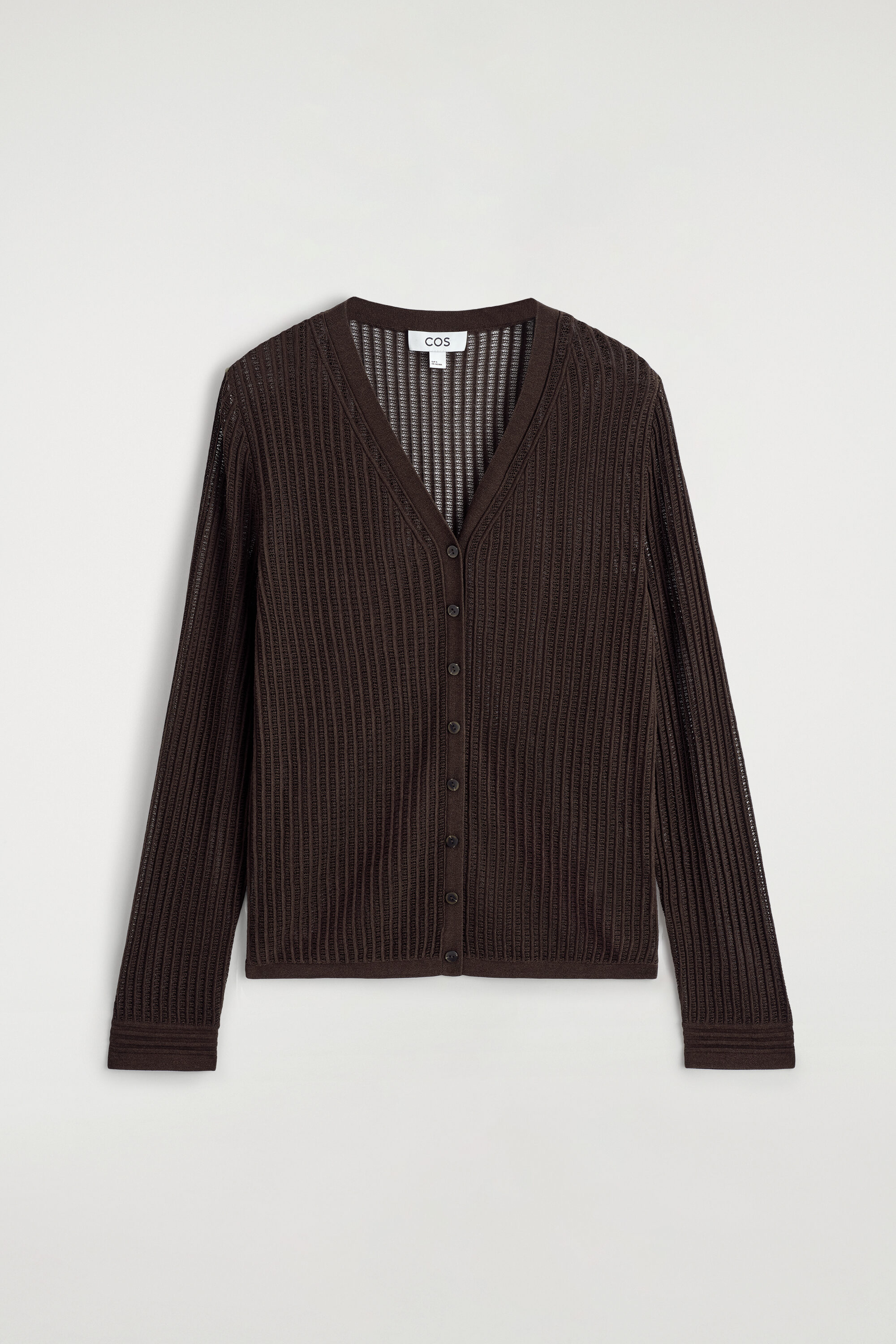 Ribbed Open-knit Cardigan