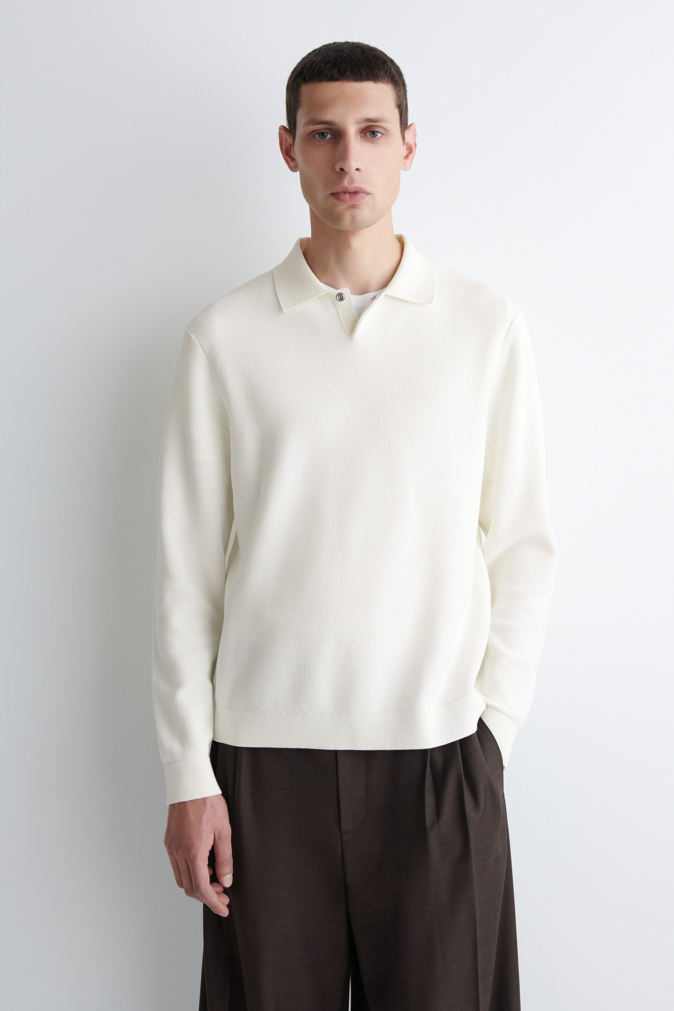 HONEYCOMB-KNIT POLO SHIRT