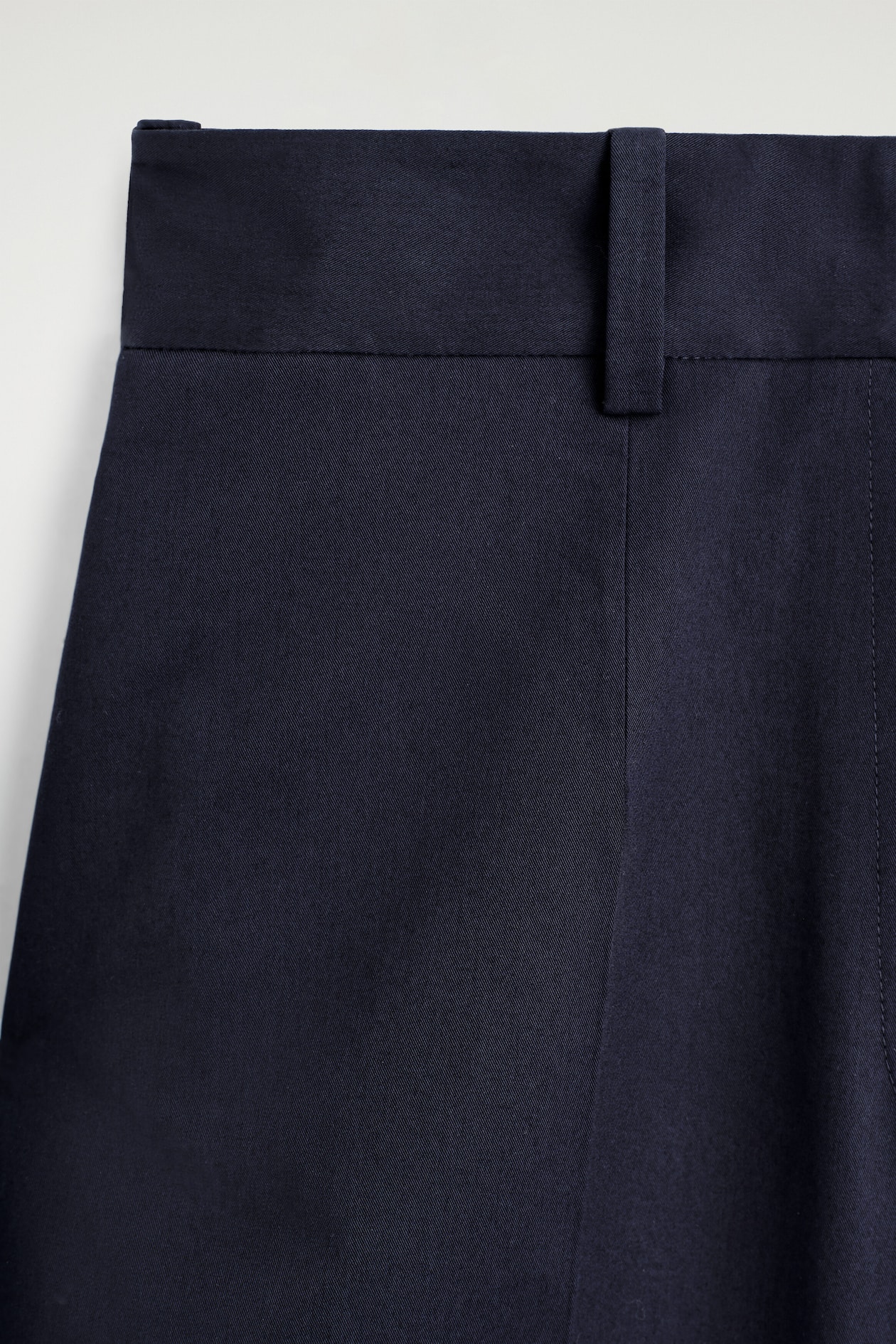 COTTON-TWILL WIDE-LEG TURN-UP PANTS — NAVY