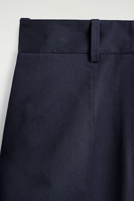 COTTON-TWILL WIDE-LEG TURN-UP PANTS — NAVY 5
