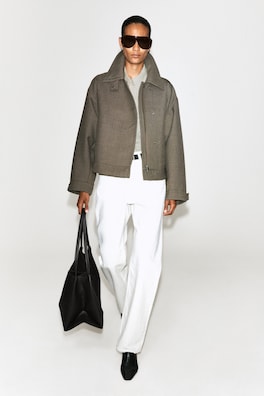 ROUNDED WOOL-BLEND TRENCH JACKET — FOSSIL-BROWN MÉLANGE 3