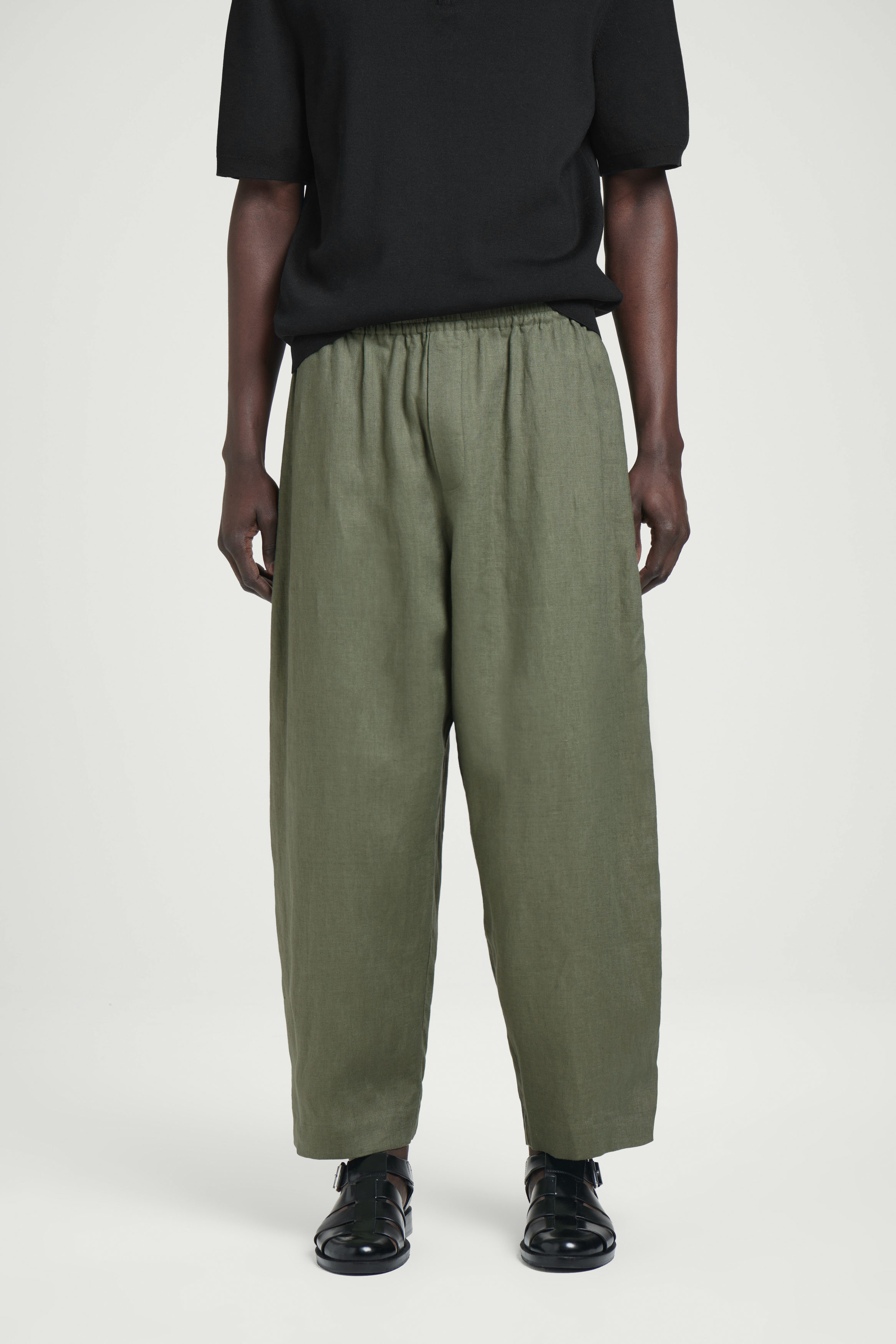 パンツ 90s GOOUCH Linen Wide Slacks GU Linen Blend Easy Wide Pants Bottoms Solid Color L Blue