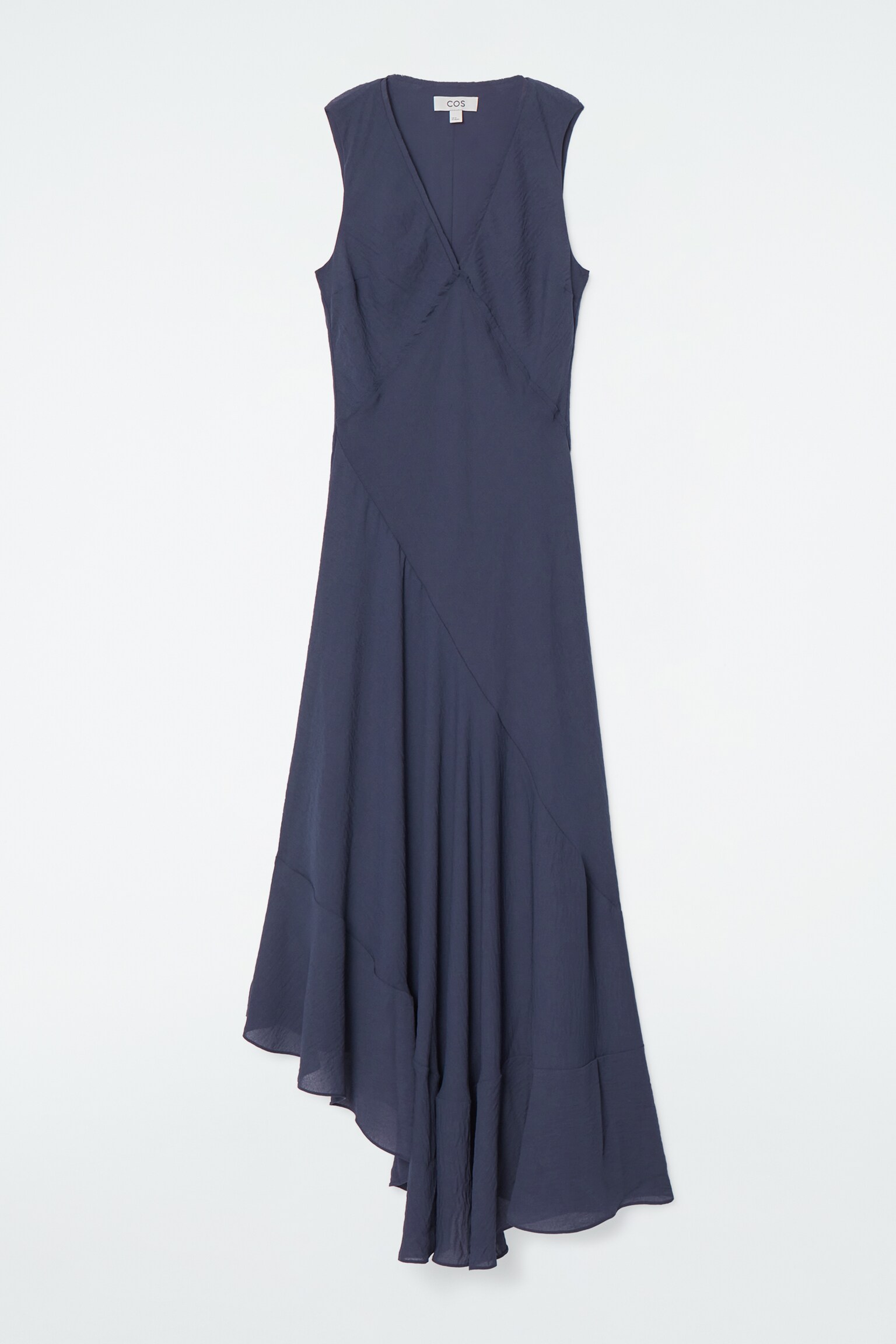 FLOATY ASYMMETRIC MIDI DRESS - NAVY