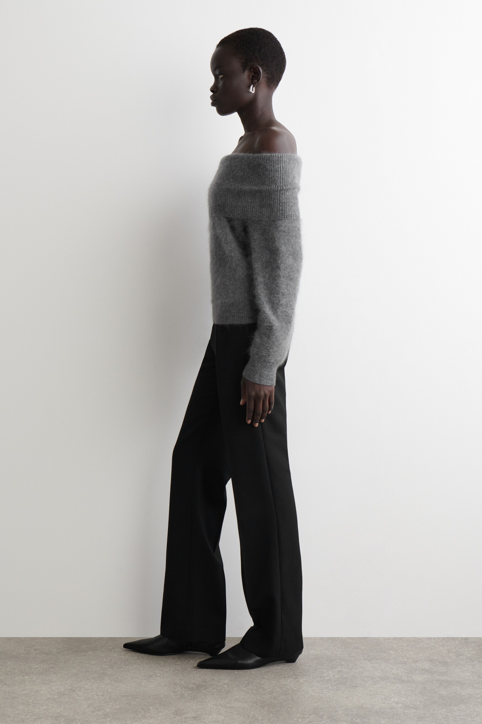 PULL À ENCOLURE BARDOT EN LAINE MÉRINOS - GRIS - 4